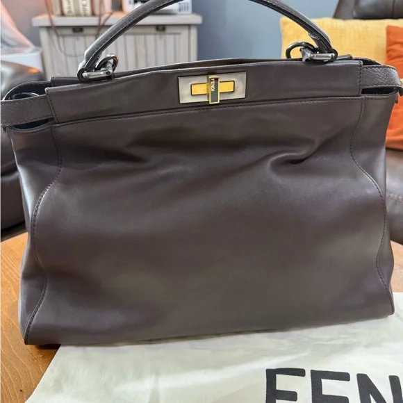 Fendi Large Peakaboo Dark Brown Leather Handbag - Picture 3 of 10